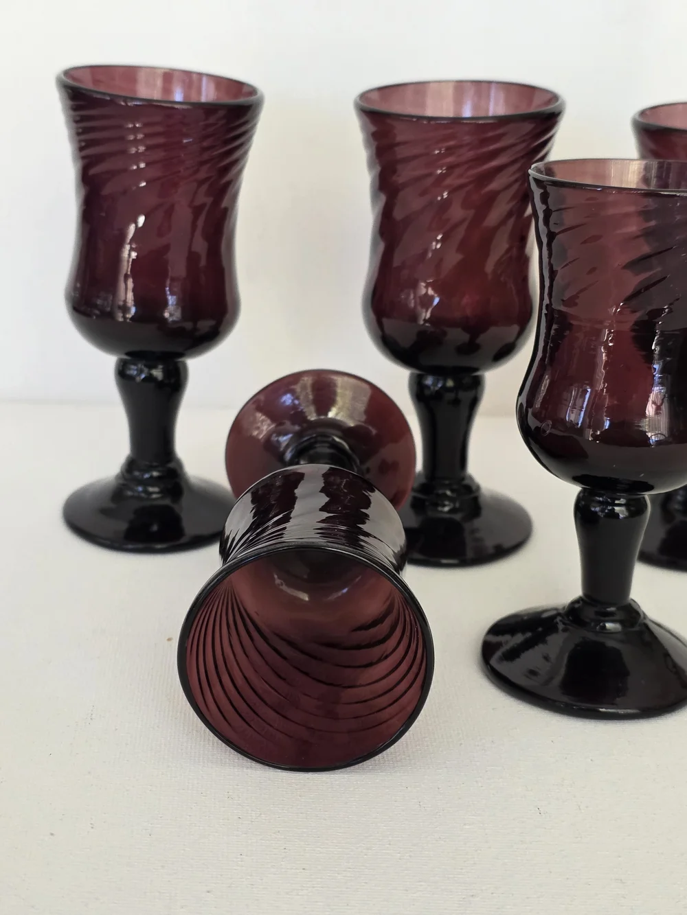 Amethyst Swirl Glass Liqueur Tequila Shot Set Of 5 - Purple